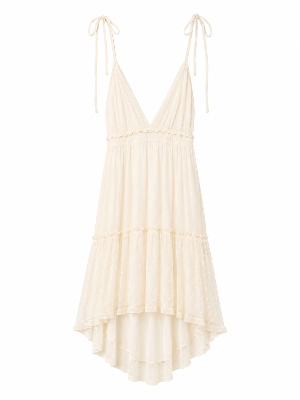 SHEIN Cream Tie-Strap V-Neck High-Low Dress